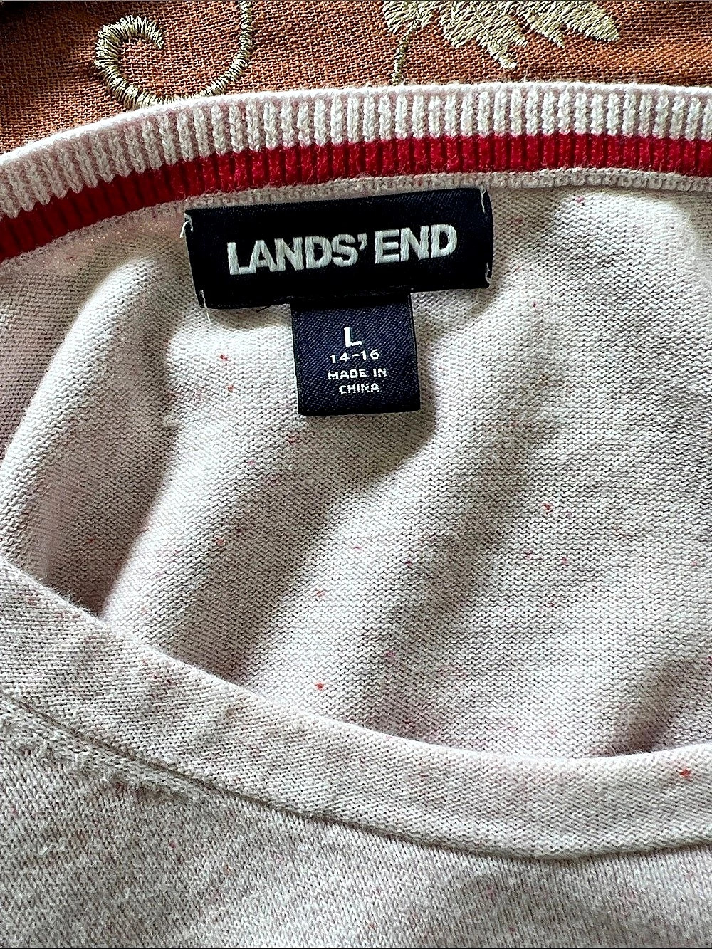 Lands' End long Sleeve Cotton pullover sweater top Pink Large Like New - Picture 5 of 9